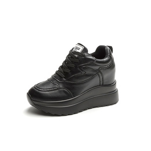 <span class=keywords><strong>Scarpe</strong></span> Casual Estive da Donna Taglie Forti, Nuovo Stile <span class=keywords><strong>con</strong></span> Zeppa e Suola Spessa, Sneakers Allacciate in Pelle PU per Camminata - Product Image 2