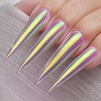 Poudre chromée Aurora GleamTap Cushion de YOKEFELLOW, 0,5 g-GT115 avec applicateur, pigment iridescent sirène pour la décoration des ongles