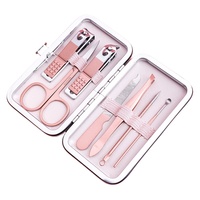 Offre Spéciale 7 pièces manucure pédicure ensemble haute qualité or Rose en acier inoxydable coupe-ongles ensemble coupe-ongles outils
