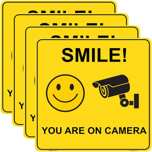 Safe Smile - Pegatina autoadhesiva para cámara, cuadrado amarillo, 15x15 cm, accesorio de vigilancia de PVC, 8 unidades - Product Image 1
