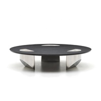 Meubles de salon de style moderne, table basse ronde avec plateau en verre trempé et base en acier inoxydable