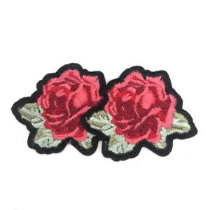 Красная роза, цветок, вышитые нашивки для одежды, вышивка, аппликация, нашивки, наклейки, «сделай сам», украшение для джинсов