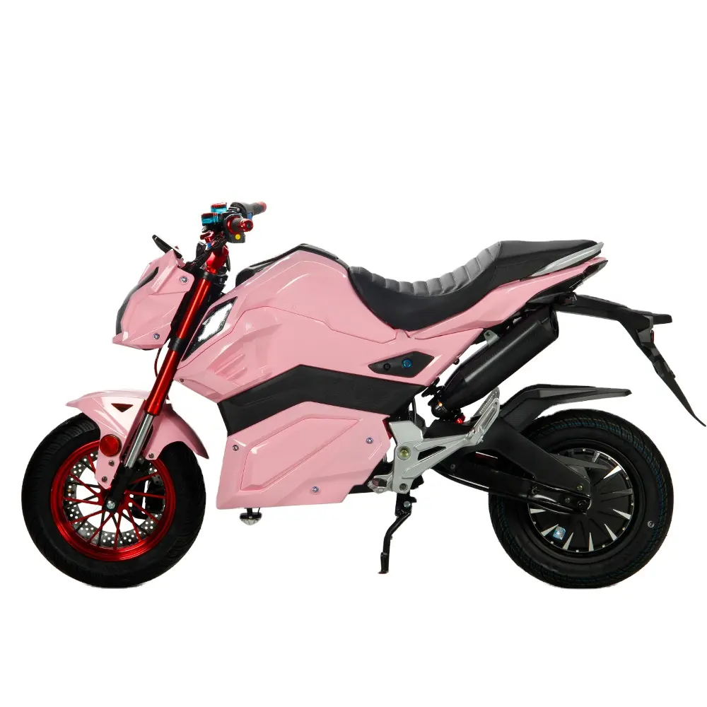Sepeda motor balap listrik dewasa merah muda Lithium-ion 72 Volt baterai 80 ah sepeda motor listrik