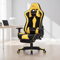 Chaise de jeu à dossier haut avec repose-pieds, chaise de bureau ergonomique pivotante en cuir PU pour les joueurs et les employés de bureau