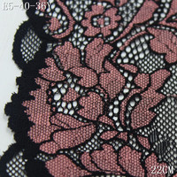 Harga Pabrik Kain Jaring Elastis Motif Bunga Dua Warna Hitam Pink 22cm Ramah Lingkungan, Gaya Vintage untuk Bra Wanita