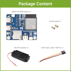 บอร์ดควบคุมเมทริกซ์ RGB Waveshare ESP32-S3, ไมโครโฟนคู่ในตัว, รองรับ Wi-Fi 2.4 GHz และ 5 (BLE) K526 - Product Image 3