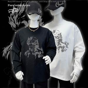 T-shirt à manches longues pour homme, nouvelle mode automne-hiver, imprimé Black Myth Wukong, 100% coton, coupe ample, style hip-hop - Product Image 2