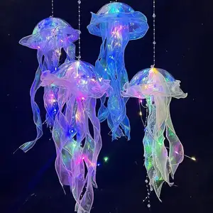 Colgante LED Jelly-Fish Luces Decoración Ocean Theme Party Medusas Linterna DIY Adornos colgantes Luces Led