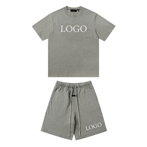 Ensemble T-shirt et short pour homme avec logo personnalisé, col rond, manches courtes, short à taille élastique, ensemble de sport - Product Image 5