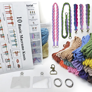 Kit <span class=keywords><strong>Macramé</strong></span> Bohoo 2-en-1 avec nœuds en spirale, en polyester, couleurs contrastées, pour breloque de téléphone/pendentif de sac, cordon anti-perte, cadeau DIY pour les amateurs de bricolage - Product Image 2