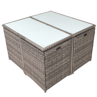 Vente en gros de meubles de jardin de patio extérieur table et chaise de salle à manger en osier PE table en verre trempé plateau de table