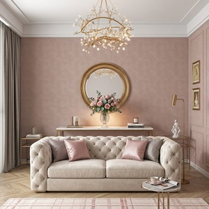 Tissu mural en microfibre sans couture teint en fil de haute précision, résistant à l'eau, anti-moisissure, motif floral, 100 % fibre ES pour revêtement mural - Product Image 1