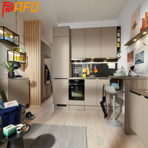 Moderno automatico <span class=keywords><strong>Mini</strong></span> armadi da cucina in marmo laminato senza mani buona capacità di conservazione lacca personalizzati mobili da cucina - Product Image 1