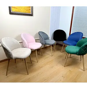 Nordic style modern metal legs pink velvet fabric sillas comedor indoor restaurant dining chairs for dining room coffee