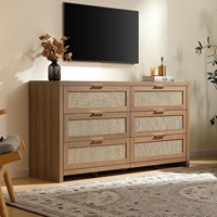 Commode en rotin et bois, commode moderne à 6 tiroirs avec rangement |   Usine Homex_BSCI
