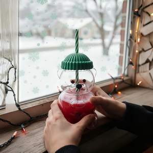 แก้วน้ำลายหมีน้อยน่ารัก 20 ออนซ์ ไม่มีโลโก้ พร้อมหลอดดูด สำหรับกาแฟ นม น้ำผลไม้ ใช้ในบ้าน บาร์ และสำนักงาน - Product Image 4