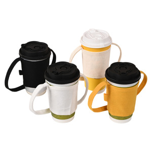 Manchon de tasse en toile Seres avec poignée pour café, thé, boissons, portable, écologique, isolant, design personnalisable - Product Image 4