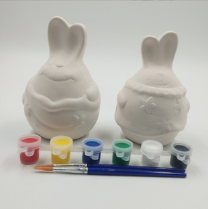 Mini Pots de fleurs en céramique pour enfants, 7 pièces, Set de peinture et brosses de 6 couleurs, kit de <span class=keywords><strong>dessin</strong></span> et de culture, cadeau de pâques, DIY - Product Image 3