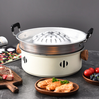 YUEDISI Style thaïlandais extérieur rond Barbecue gril poêle en aluminium antiadhésif sans fumée BBQ plaque chauffante