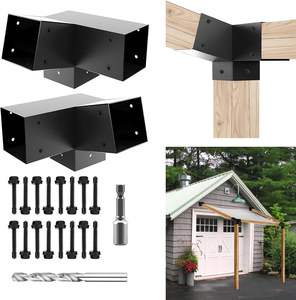 Kit de supports de pergola à 15 degrés <span class=keywords><strong>4x4</strong></span>, support d'angle à 3 voies à angle droit, kit de pergola Woodworks pour poutres en bois, tonnelles d'extérieur - Product Image 1