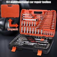 151 pièces ensemble de réparation de voiture automatique 151 pièces outils de matériel de véhicule, y compris clé à douille outils à main Cutter meuleuse dur OEM Cr-V 1 ensemble