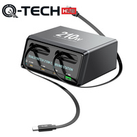 Estación de Carga Rápida de Escritorio Multi-Puerto de 160w 45w Gan Usb-c Pd con Dos Cables Retráctiles para Computadoras Portátiles/Tabletas/PCs/Cámaras/Teléfonos