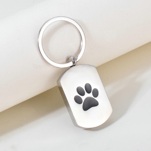 Paslanmaz çelik anahtarlık dikdörtgen anıt kolye kolye pençe baskı Pet mücevherat küllerden - Product Image 2