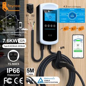 Cargador de Vehículos Eléctricos DLB de 7kW 32A Monofásico con Conector de Carga NACS para Autos, Estación de Carga Doméstica, Control Inteligente por Aplicación AC - Product Image 1