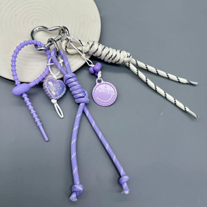 Matériaux de fabrication de sacs en gros, nouveau porte-clés avec pendentif visage souriant, cordon, pendentif pour téléphone portable, accessoires de porte-clés - Product Image 5