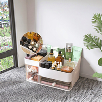 Organisateur de Maquillage de Bureau Multicouche Moderne et Pratique, Boîte de Rangement Carrée pour Coiffeuse, Étui à Cosmétiques en Plastique Pratique à Tiroirs