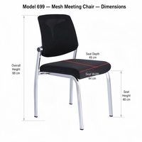 Lot de 6 chaises de formation empilables en maille noire avec dossier respirant et base chromée à 4 pieds – Sièges peu encombrants pour salle de conférence 699