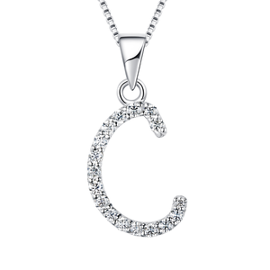 Pendentif en forme d'étoile classique en argent sterling 925 plaqué rhodium avec lettre et moissanite pour femme, sans droits de douane, avec chaîne à maillons - Product Image 1