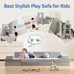 Children's Modular <b>Sofa</b> High Density Foam Fabric Building Block <b>Sofa</b> With Handrails For <b>Kids</b> 3 Years And Above - Product Image 3