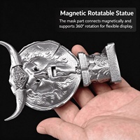 Statue de corne de taureau personnalisée imprimée en 3D, rotative et magnétique, avec un ensemble complet de clés en pierres précieuses, pour ornement de bureau de style nordique