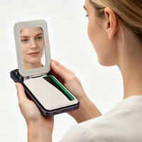 Yuzhou mode minimaliste magnétique carte manchon avec miroir de courtoisie téléphone de bureau support support pliable magnétique porte-carte
