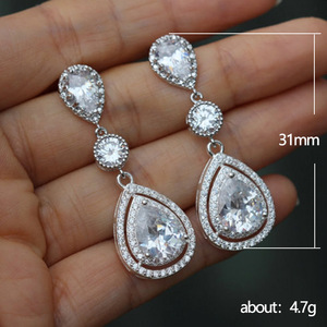 Eleganti Orecchini a Goccia d'Acqua, Gioielli Scintillanti per Serate, Matrimoni e Accessori da Sposa per Donne - Product Image 3