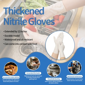 <span class=keywords><strong>Gants</strong></span> en nitrile <span class=keywords><strong>jetables</strong></span> blancs à manchette longue <span class=keywords><strong>de</strong></span> 12 pouces, <span class=keywords><strong>de</strong></span> qualité alimentaire, pour le nettoyage des <span class=keywords><strong>toilettes</strong></span>, la vaisselle et l'usage domestique - Product Image 4