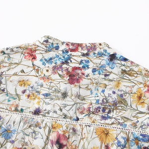 Blusa de Algodón sin Mangas para Mujer, con Estampado Dulce Premium, Estilo Popelina, con Volantes Florales, Cuello con Botones, Informal, Elegante, para Fiestas de Verano - Product Image 2