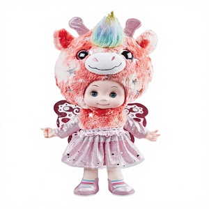 Poupée musicale <span class=keywords><strong>magique</strong></span> à activation sonore, adorable animal en peluche avec capuche et ailes de papillon, style <span class=keywords><strong>licorne</strong></span>/lapin/girafe/agneau, écologique - Product Image 3