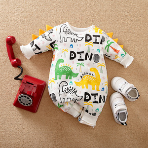 Ropa para Bebés Recién Nacidos, Mameluco de Manga Larga para Primavera y Otoño, 100% Algodón, con Estampado de Dinosaurios - Product Image 5