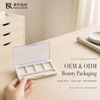 Palette de fards à paupières vide personnalisée à 4 compartiments, étui compact cosmétique en plastique avec couvercle transparent pour marques de beauté