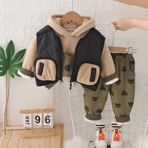 新款儿童冬季衣服套装 1-5 岁男婴加帽衫+背心+裤子儿童卡通三件套 - Product Image 6