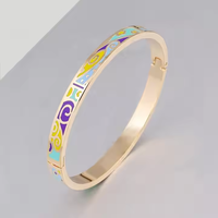 Bracelet jonc en émail en forme de nuage personnalisé, plaqué or 18 carats, en acier inoxydable, bijoux de mode pour femmes, prix de gros