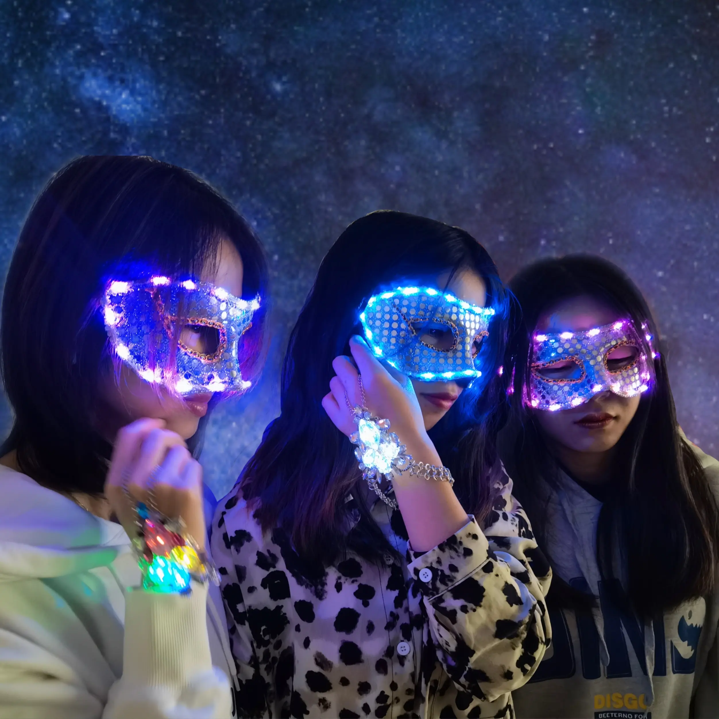 Rave Factory Grosir LED Penutup Mata Topeng Bulu Berkilau Pesta Penutup Mata Kostum Anak-anak Penutup Mata