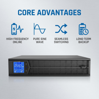 YTR1102L-J 2KVA Catu Daya Tak Terputus 1.8KW 2U Rak Mount Online UPS Cadangan Daya Darurat untuk Server Jaringan