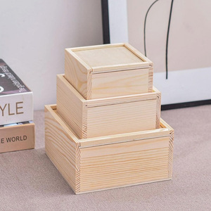 Pull-out wooden storage <b>box</b>, desktop <b>pine</b> and paulownia wood jewelry, tea, gift <b>box</b>, wooden packaging <b>box</b> - Product Image 2