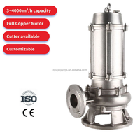 Pompe centrifuge électrique submersible 2HP anti-colmatage en fer et acier inoxydable à haut débit pour eaux usées et boues, OEM