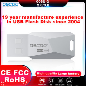 OscOO <b>USB</b> Flash Drive 8GB 16GB 32GB 64GB <b>USB</b> <b>2.0</b> 3.0 Metal Silver Pendrive Wholesale - Product Image 5