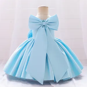 Vestido de noche de flores para niñas, elegante, bordado, con lazo