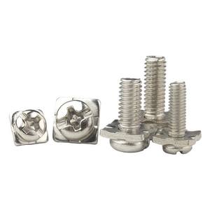 Tornillo combinado de almohadilla cuadrada cabeza redonda tornillo combinado de almohadilla cuadrada cruzada galvanizado y niquelado dos tornillos combinados - Product Image 1